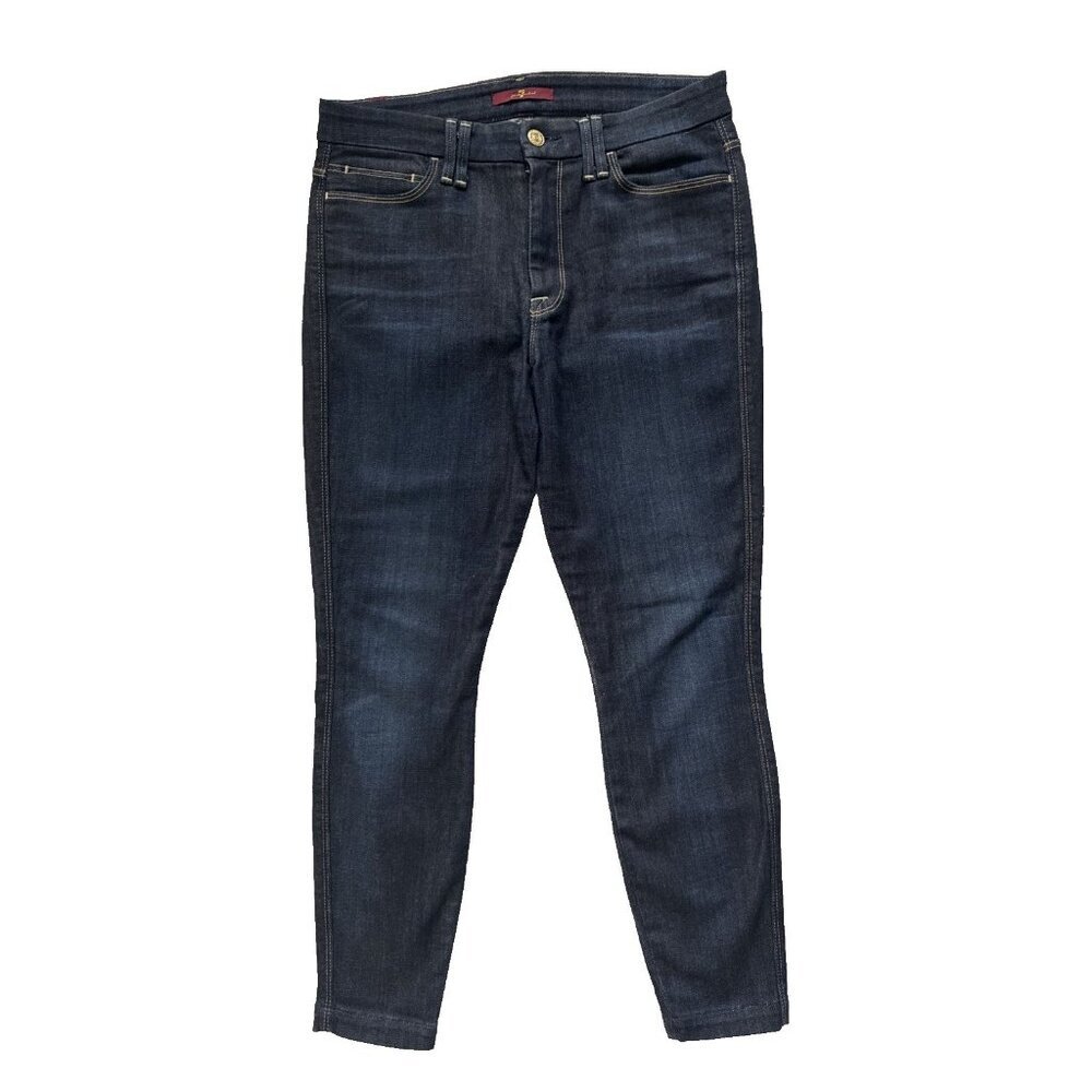 Size 28x 27 , 7 For All Mankind Women’s Skinny Ankle Jeans Stretchy‎ Dark Wash
